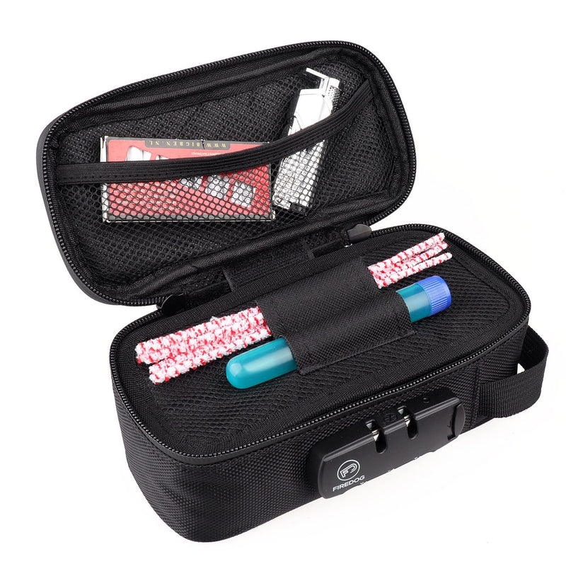 [Australia] - FIREDOG Smell Proof Bag with Lock, Carbon Lined Odor Proof Case Containers for Travel Storage 8x4x2.75 Inch (Pack of 1) Black 