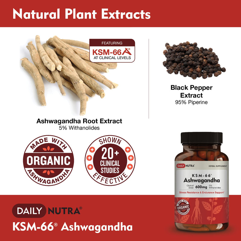 [Australia] - KSM-66 Ashwagandha 600mg Organic Root Extract - High Potency Supplement with 5% Withanolides | Relieves Tiredness, Supports Relaxation, Focus, Energy, & Muscle Growth (90 Capsules) 90 Count (Pack of 1) 
