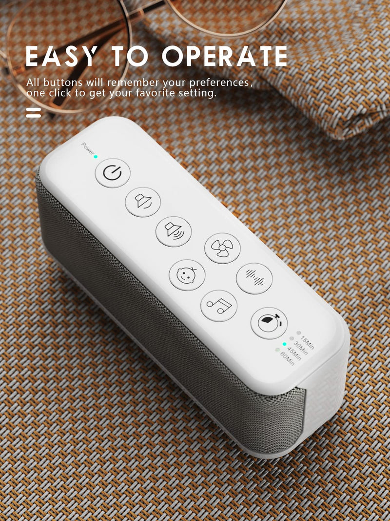 [Australia] - OnLyee Sound Machine for Adults, USB Rechargeable White Noise Machine for Office Privacy & Noise Canceling, 42 Soothing Sound with Lullabies & Fan Sounds, Auto-Off Timer & 8-Level Volume Control Gray 