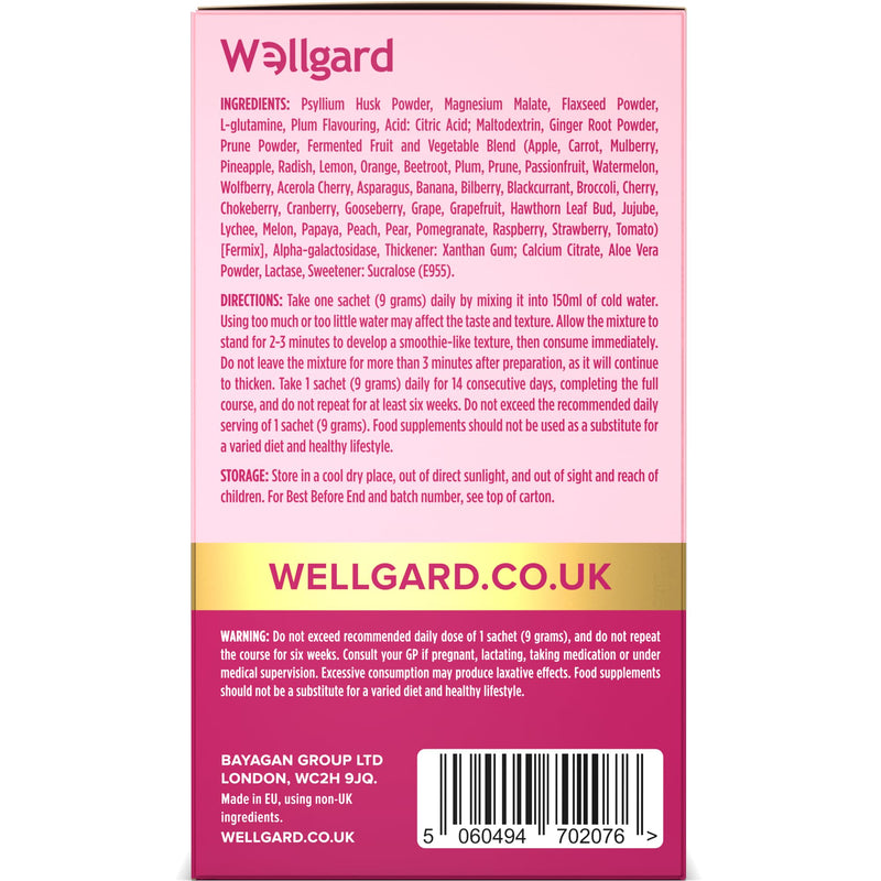 Wellgard 14 Day Gut Ritual - Psyllium Husk Fibre Supplement with Digestive Enzymes, Daily Sachets to Maintain Healthy Bowel & Intestinal Transit, 14 Single-Serve Sachets