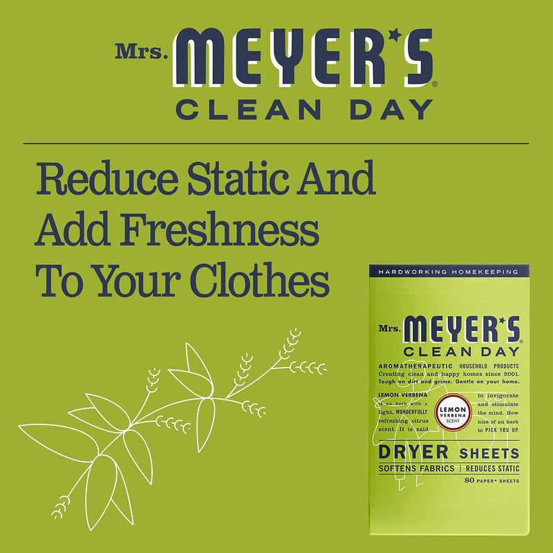 [Australia] - Mrs. Meyer's Clean Day Dryer Sheets, 80 Count (Lemon Verbena, Pack - 1) Lemon Verbena 