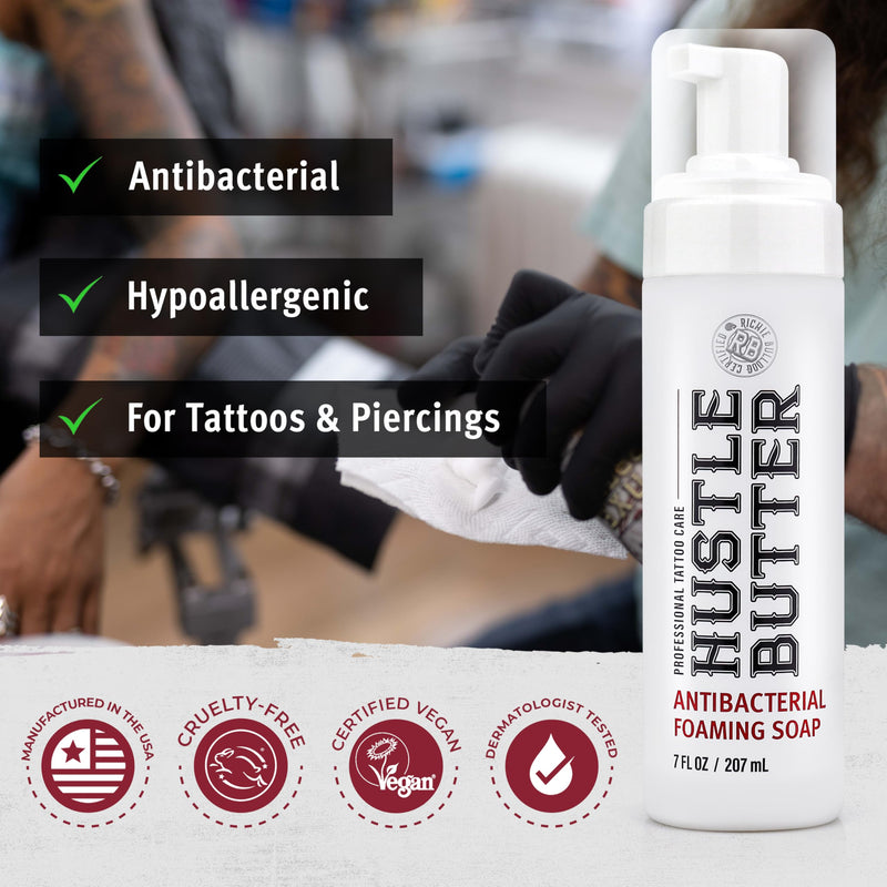 [Australia] - Hustle Bubbles Tattoo Aftercare Tattoo Soap Antibacterial Soap To Clean New Tattoos & Piercings Essential Tattoo Supplies 7oz 7 Ounce (Pack of 1) 