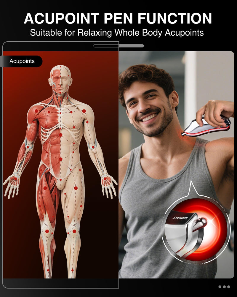 [Australia] - kensen Heated Muscle Scraper Tool - 2025 New Electric Fascial Knife for Deep Tissue Massage with Light-Care 4 Modes 3 Heating 3 Vibration for Athletes Workers Soothing Whole Body Gua Sha Tool Gift 