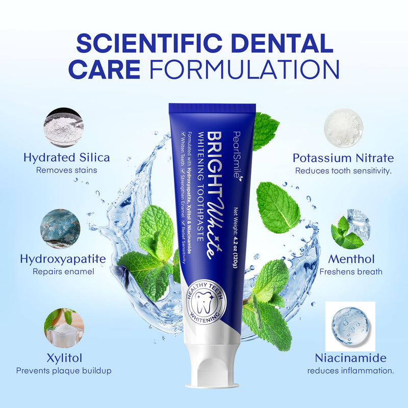 [Australia] - PearlSmile Hydroxyapatite Niacinamide Whitening Toothpaste – 5% Niacinamide + 10% Nano-Hydroxyapatite (nHAp) – Strengthens Enamel & Remineralizes – Fluoride-Free, 4.2oz (Pack of 1) 4.2 Ounce (Pack of 1) 