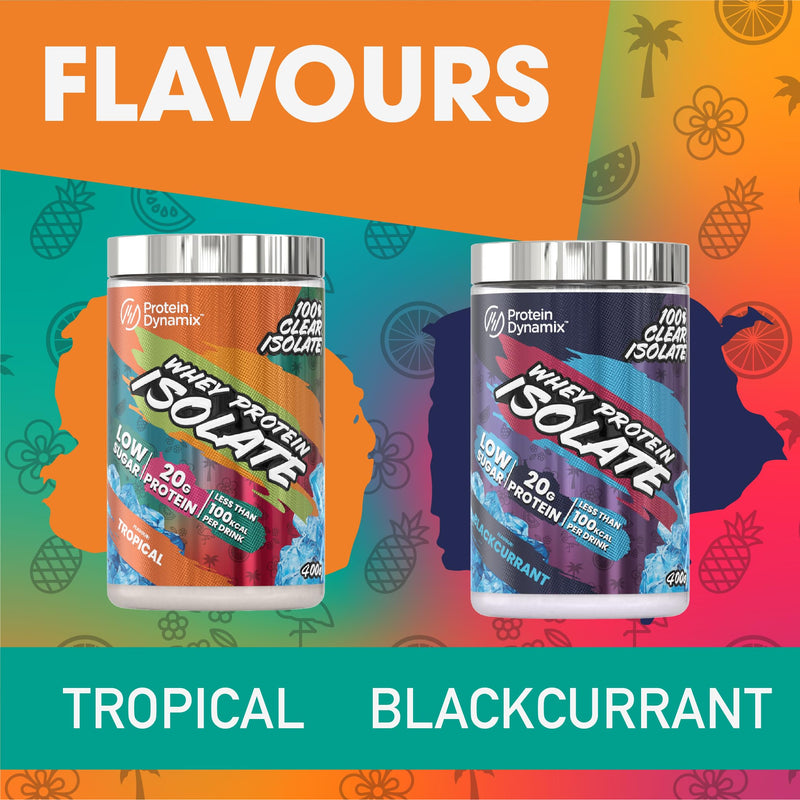 Protein Dynamix - Clear Whey Protein Isolate - Tropical Flavour - Low Sugar • Less Than 90 Calories per Serving • 400g