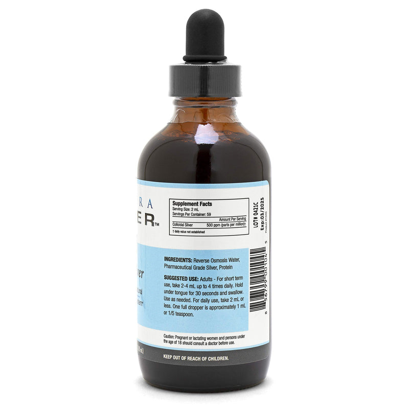 [Australia] - Ultra Silver® Colloidal Silver | 500 PPM, 4 Oz (118mL) | Mineral Liquid Supplement | True Colloidal Silver - with Dropper 