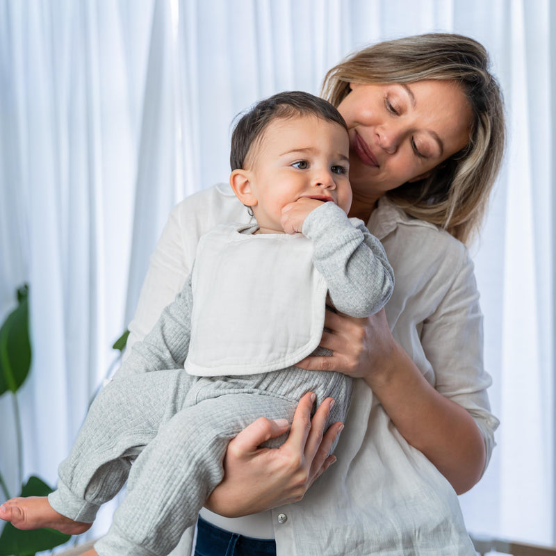 [Australia] - Comfy Cubs Muslin Baby Bibs, Drool Bibs, Adjustable with Easy Snaps, Teething & Drooling, Absorbent Bibs for Boys & Girls White - Pack of 8 