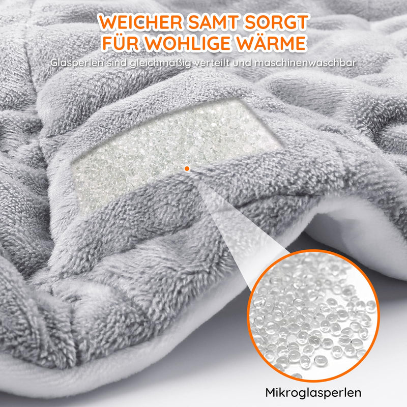 [Australia] - Weighted heating pad with automatic switch-off for back, shoulder, neck, quick-heating carbon fiber heating pad, micro-plush neck warmer, 6 heat levels, auto-off timer, Mia&Coco - gray (57x58cm) 57x58cm gray 