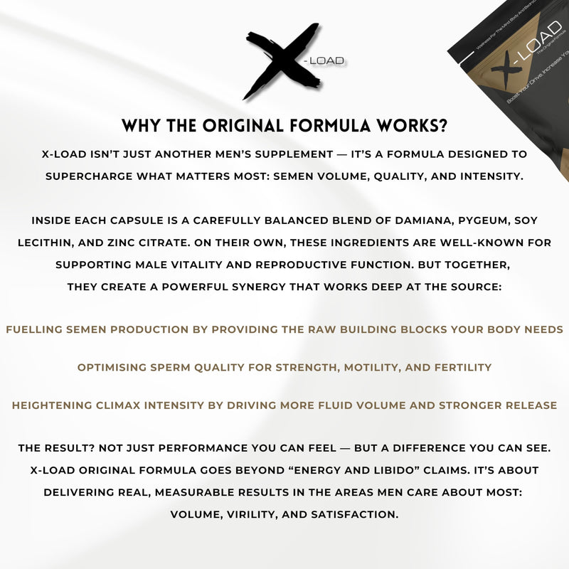 X-Load – The Original Formula | More Volume, More Drive | Vitality & Fertility Supplement | Sperm Volume & Motility Support | 90 Vegan - Halal Capsules (30 Day Supply)