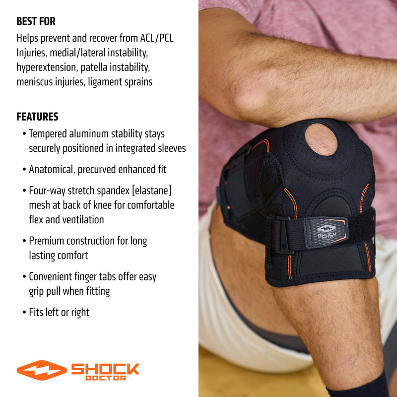 [Australia] - Shock Doctor Knee Brace Support, Compression Sleeve w/side Stabilizers, Patellar Support, Meniscus Injuries, Ligament Sprains, Knee Sleeve, Knee Brace for Men & Women, Running, Walking XXLarge 