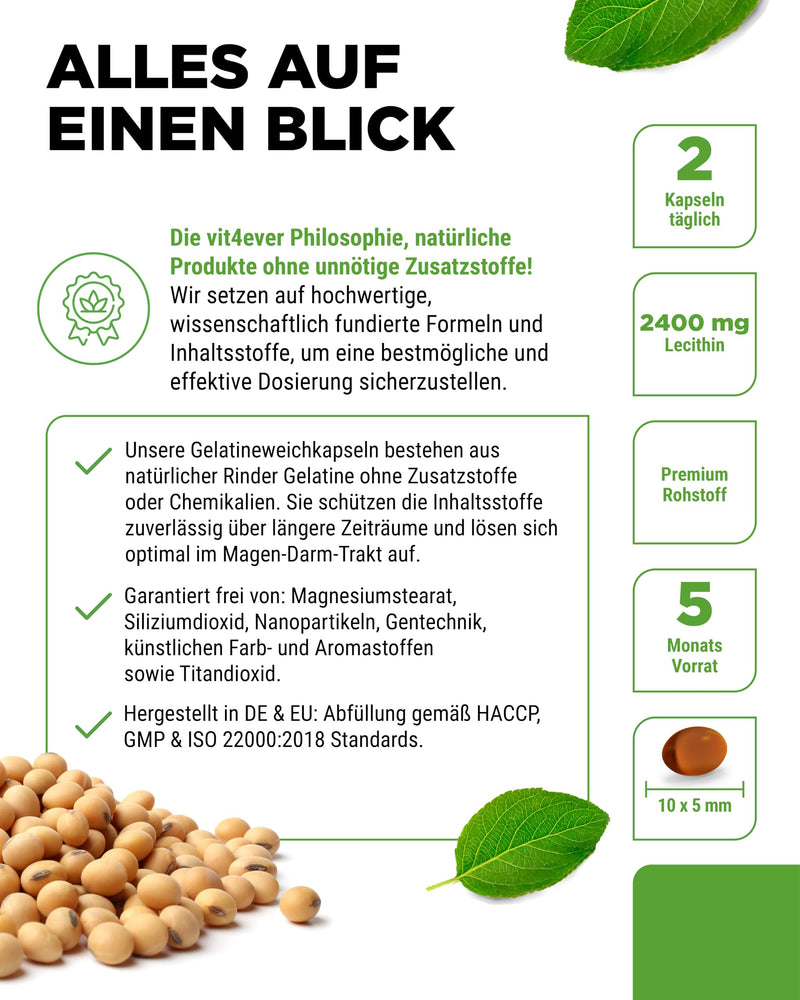 [Australia] - Lecithin 1200 mg - 300 softgels - Premium: With phosphatides - Soy lecithin without genetic engineering - High dosage - Premium quality 300 pieces 
