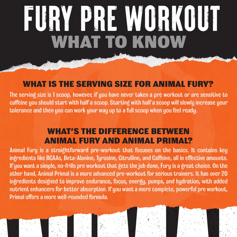 ANIMAL Fury Pre Workout Blue Raspberry – Training Booster with BCAA, beta-Alanine, citrulline & 350 mg Caffeine – Sugar-Free pre-Workout Powder – for Focus, Pump & Energy – 30 Servings