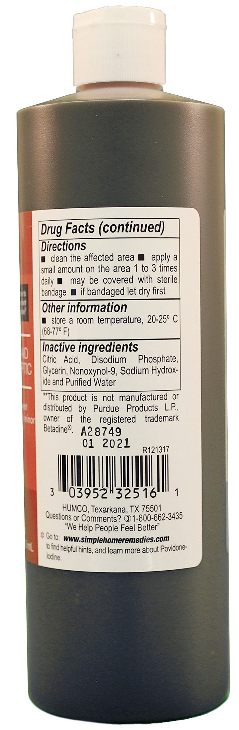 [Australia] - Humco 232516001 Povidone Iodine 10% Topical Solution, 16oz 