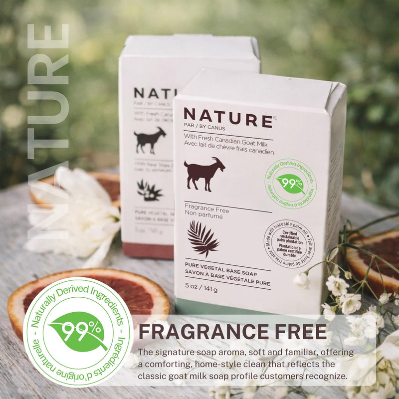 Nature Goat Milk Bar Soap, FRAGRANCE FREE (2-Pack), 5 oz (141 g), With Fresh Goat Milk, Vitamin A, B3, Potassium, Zinc & Selenium, Moisturizing Body Soap 5 Ounce (Pack of 2)