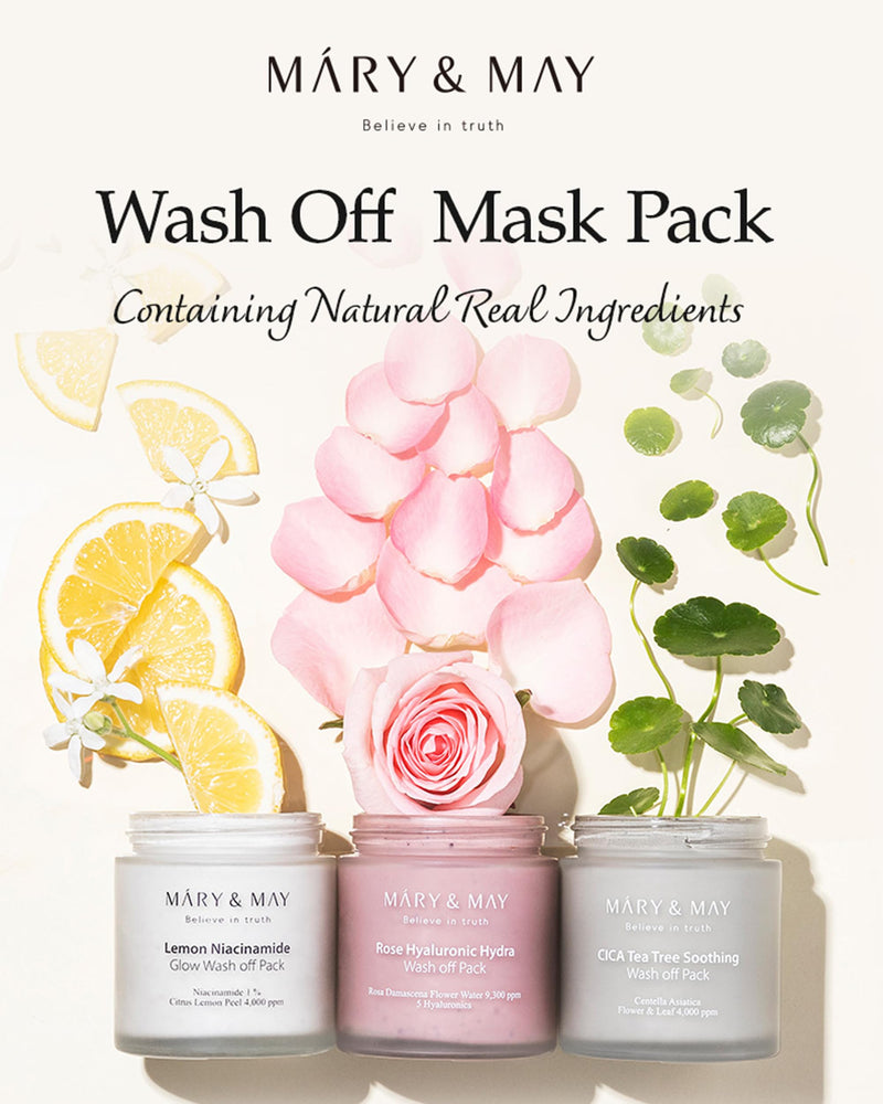 Mary&May Lemon Niacinamide Glow Clay Mask, 4.23 oz | Korean non-drying cream clay mask with 4 clays, niacinamide, vitamin C & real lemon peel for dull skin, pores & oil — vegan 4.23 Ounce (Pack of 1)