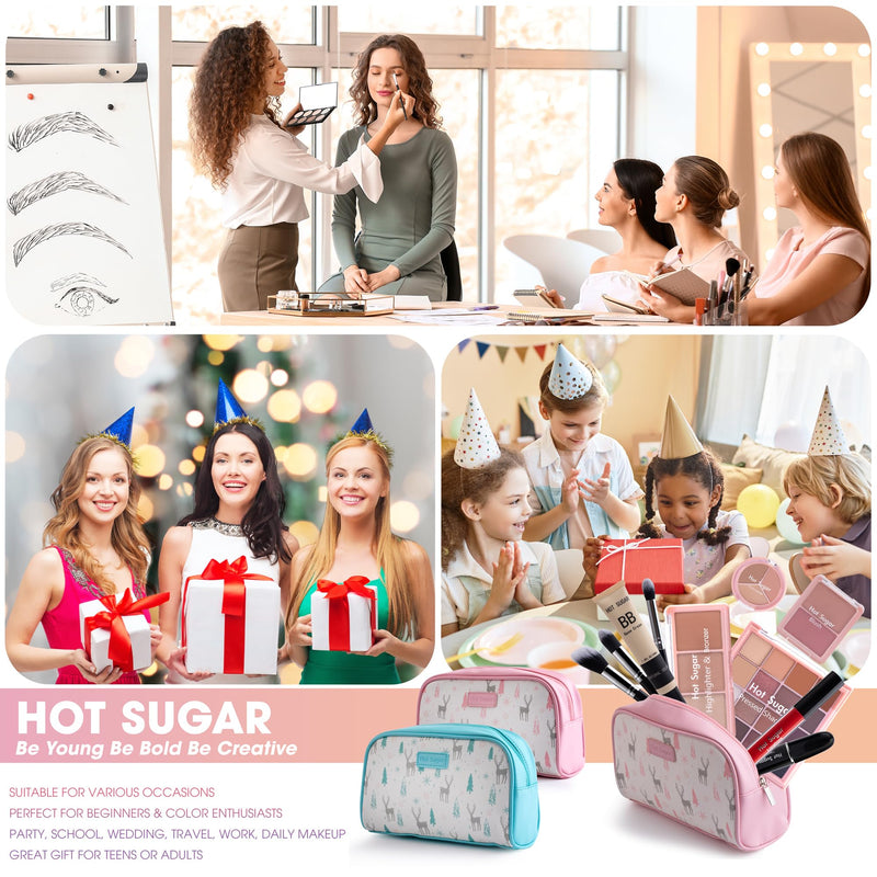[Australia] - Hot Sugar Travel Makeup Kit All in One, Makeup Kit for Women Full Kit, Makeup Gift Set for Beginners and Professionals with Cosmetic Bag (Pink) Pink 