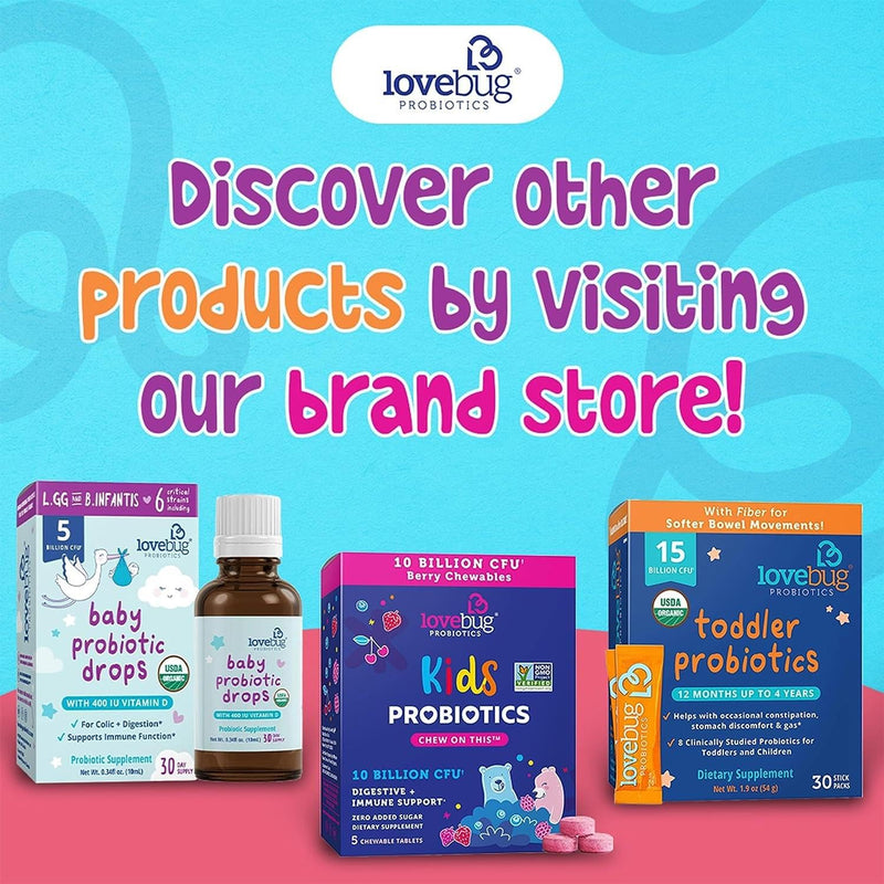 [Australia] - Lovebug Award Winning USDA Organic Probiotic for Infants & Babies | Helps with Colic, Reflux, Diarrhea, Constipation & Gas | Multi-Strain 5 Billion CFU | Liquid Drops | Ages 0-24 Months 0.34 Fl Oz (Pack of 1) 