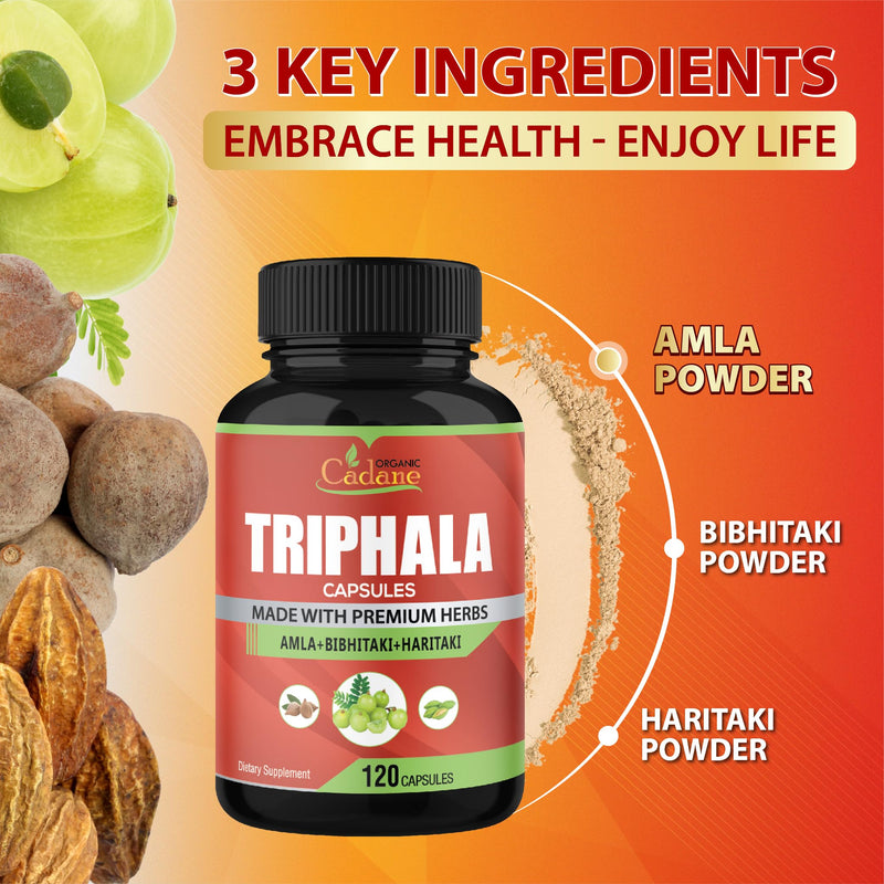 [Australia] - Organic Cadane Triphala (3 Fruit Powders) Supplement - 120 Veggie Capsules 