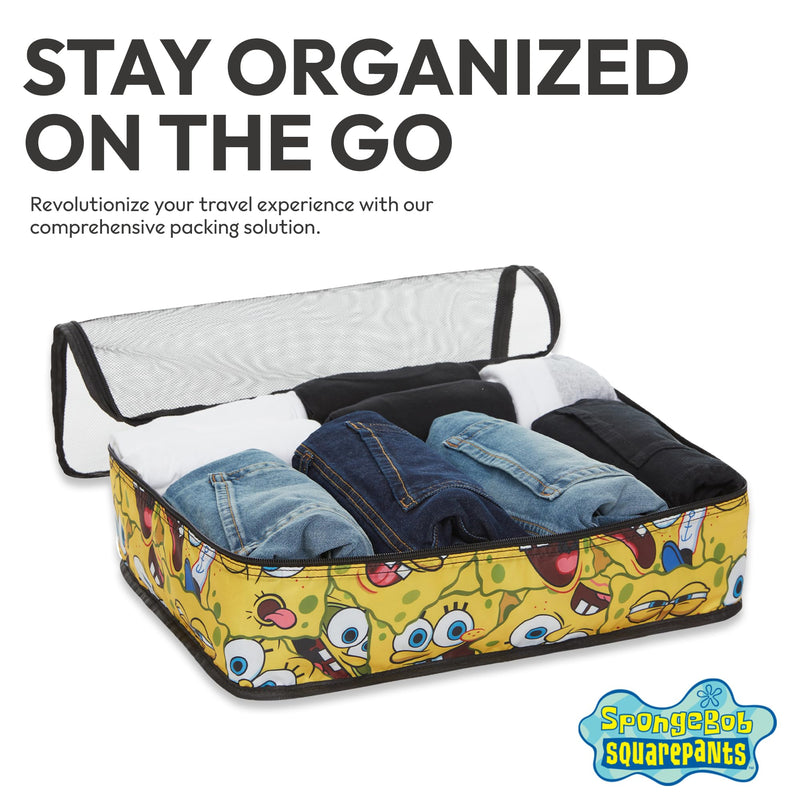 SpongeBob SquarePants Packing Cubes - Patrick Mr Krabs 5 Piece Travel Luggage Organizer Suitcase Accessories for Kids Teens Adults - Nickelodeon Licensed Gift Set