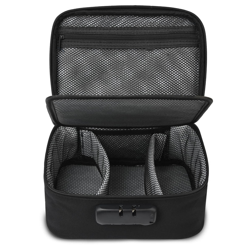 PODAHO Black Travel Odorless Bag with 10PCS Accessories, Portable Smell Proof Box Case with Lock, Great Gift for Friends.