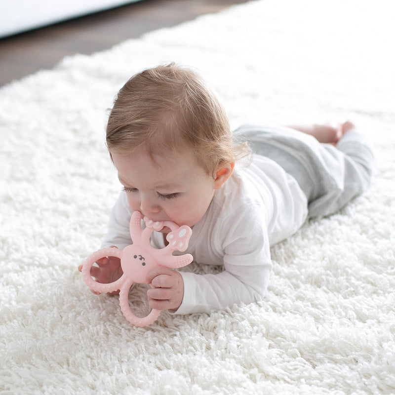 [Australia] - Dr. Brown's Flexees Pink Bunny, Soft 100% Silicone Baby Teether, BPA Free, 3m+ Bunny, Pink 