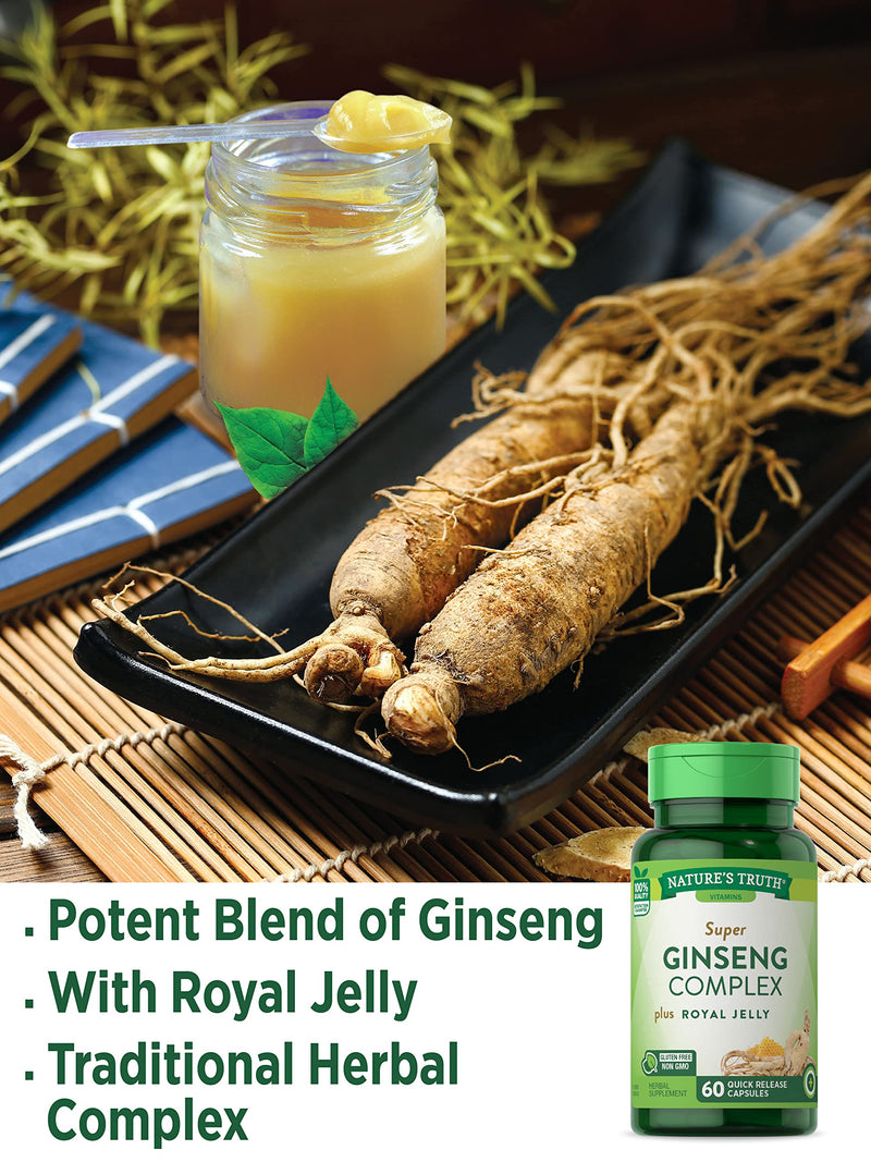 [Australia] - Super Ginseng Complex | 60 Capsules | with Royal Jelly | from Ginseng Extract | Non-GMO, Gluten Free Supplement | by Nature's Truth 