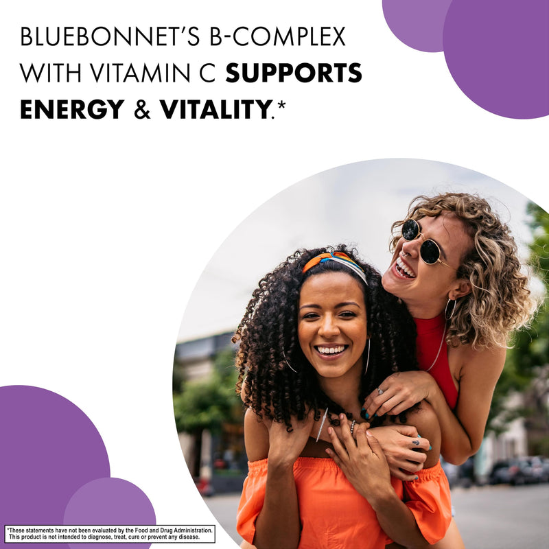 Bluebonnet Nutrition Stress Relief B Complex Vegetable Capsules, Vitamin B6, B12, Biotin, Folate, Vegan, Gluten & Soy & Milk Free, Kosher, Unflavored, 100 Count | Folate Energy & Daily Fatigue Supplement; Vegan, Gluten-Free 100 Count (Pack of 1)