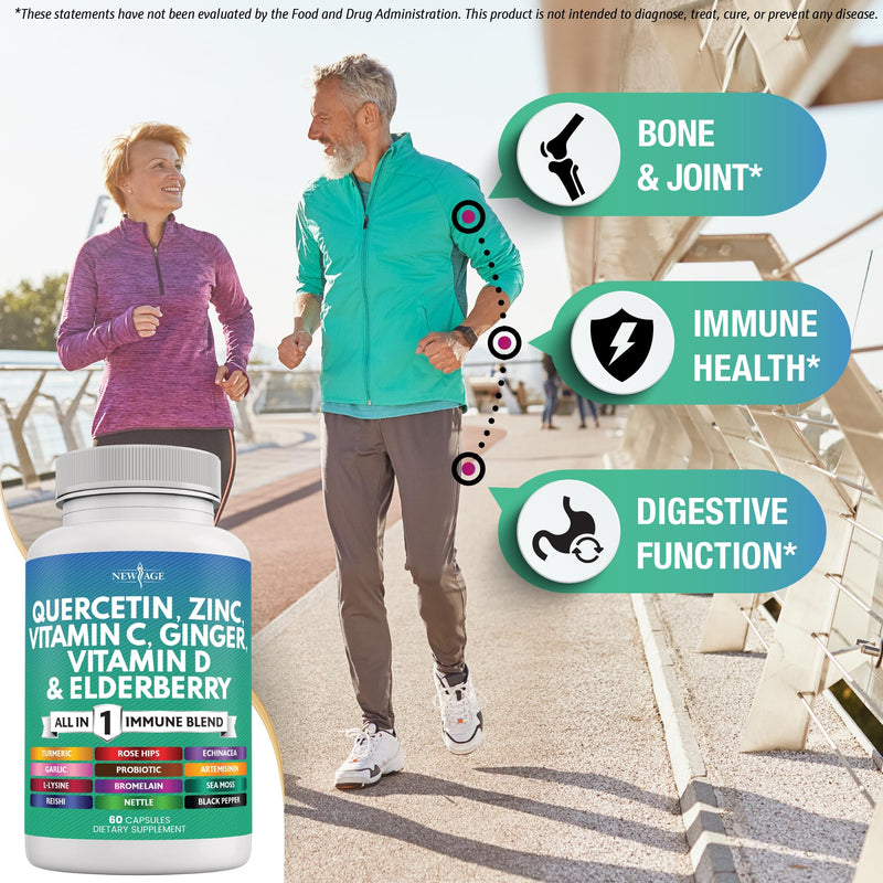 [Australia] - Quercetin Zinc Vitamin C Vitamin D Bromelain Elderberry -Nettle Supplement with Artemisinin, Sea Moss, Echinacea - 120 Count 60 Count (Pack of 2) 