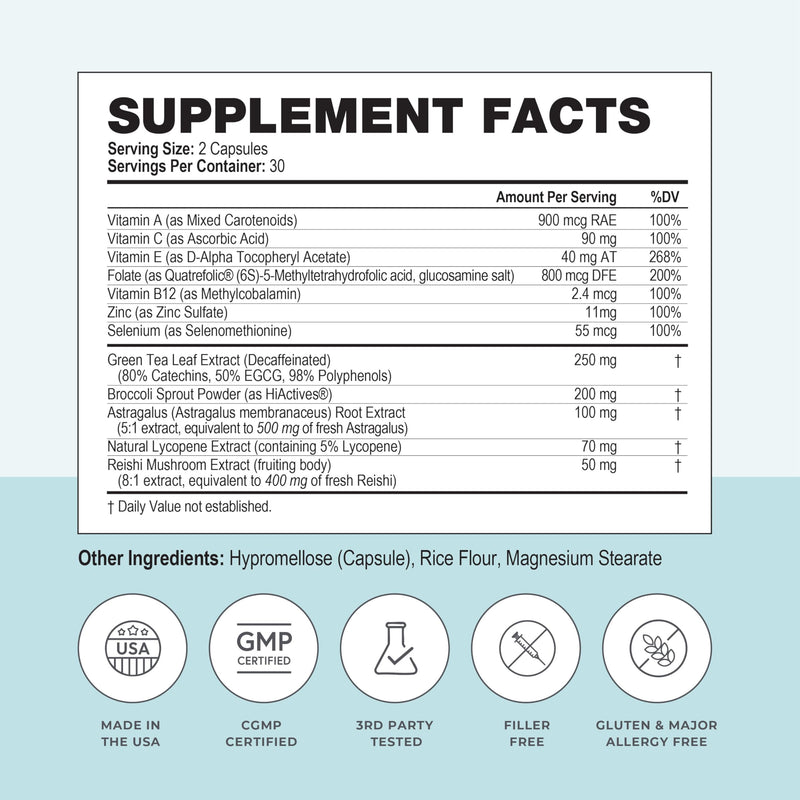 Dietary Supplement Tablets by Papillex - All Natural Immune Support - Immunity Defense - Best Immune System Booster - Organic 60 Capsules Bottle (Single Bottle)