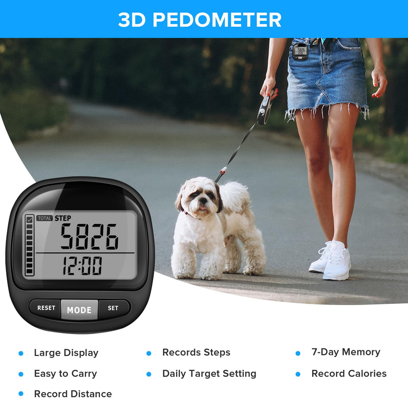 [Australia] - 3D Pedometer Step Counter for Walking and Miles, Simple Step Tracker with Large Digital Display and Clip Lanyard, Steps Track Accurately Steps Monitor Watch for Women Men Adults Seniors Dog 