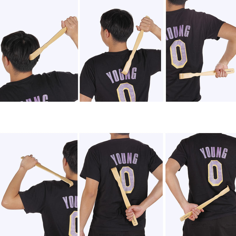 [Australia] - Slick- Bamboo Back Scratcher, 16.5”, 2 pcs, Back Scratcher for Men and Women, Wooden Back Scratcher Long Handle, Back Scratcher Bamboo, Wood Back Scratcher 