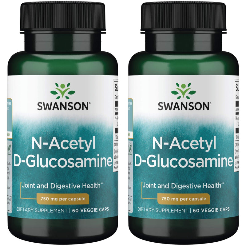 [Australia] - Swanson N-Acetyl D-Glucosamine - Natural Supplement Promoting Joints Support & Gastrointestinal Health - Natural Formula Supporting Healthy Cartilage - (60 Veggie Capsules, 750mg Each) (2 Pack) 