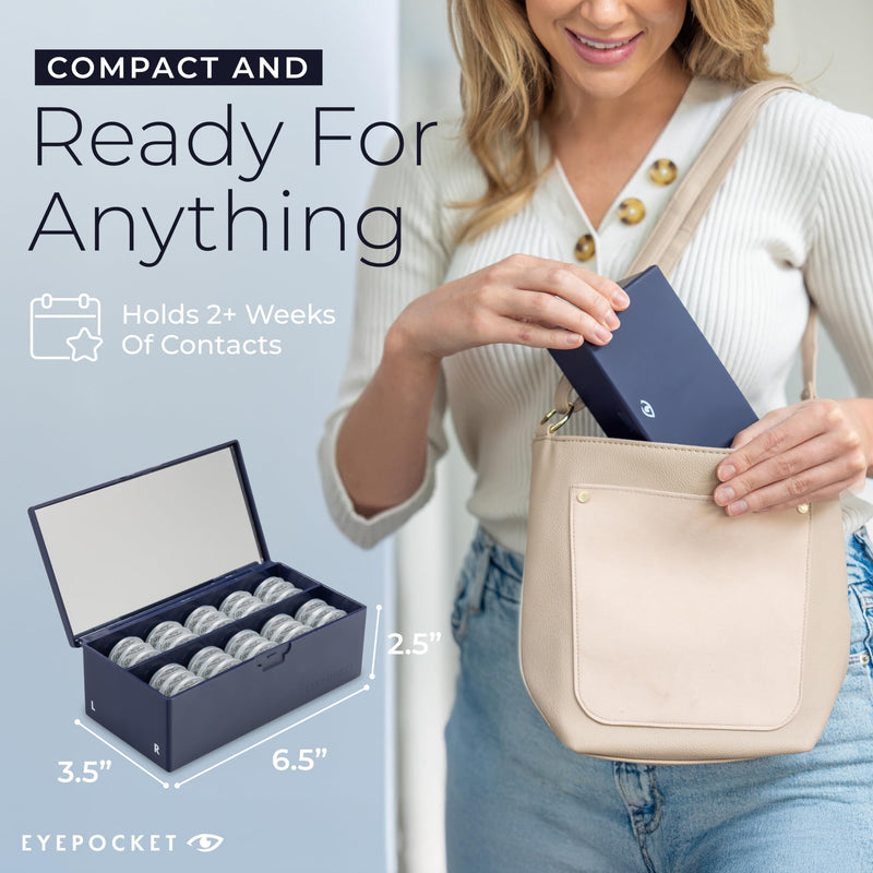 [Australia] - Daily Contact Lens Case - Travel Contact Case, Daily Lens Organizer, Flip Top Eye Contacts Carrier for Disposable Lenses & Dailies, Navy 