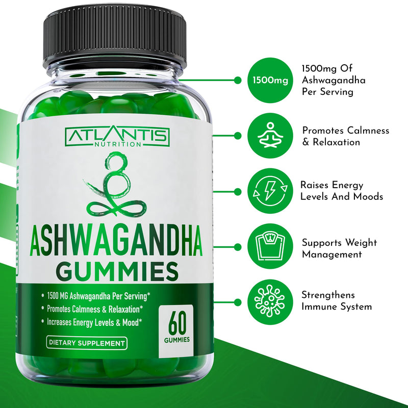60 Keto Apple Cider Vinegar Gummies Advanced Weight Loss + 60 Ashwagandha Gummies - 1500MG Ashwagandha Per Serving