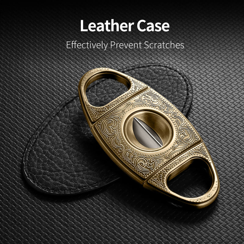 [Australia] - V-Cut Cigar Cutter, Sharp Blade Stainless Steel Carved Cigar Guillotine Scissors with Gift Box(Color:Gold) Gold 