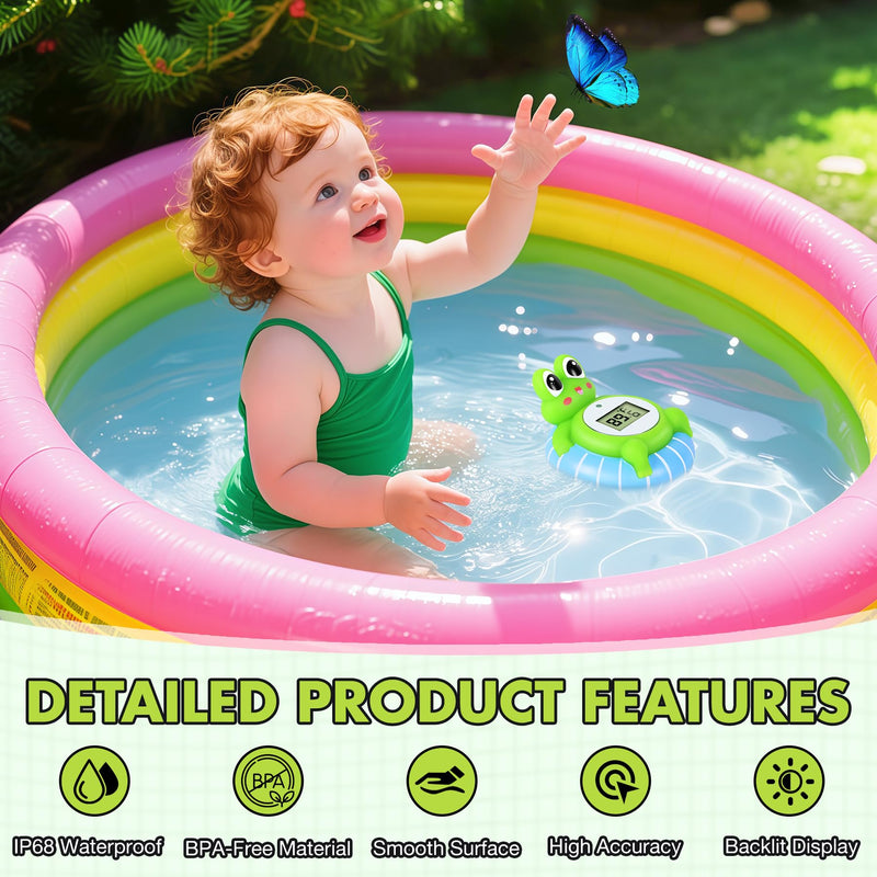 [Australia] - Baby Bath Thermometer - CPC Certified | IP68 Waterproof, BPA-Free for Newborn Safety | Floating Design, Temp Alarm & Backlit Display | Baby Bathtub Temperature Toy 