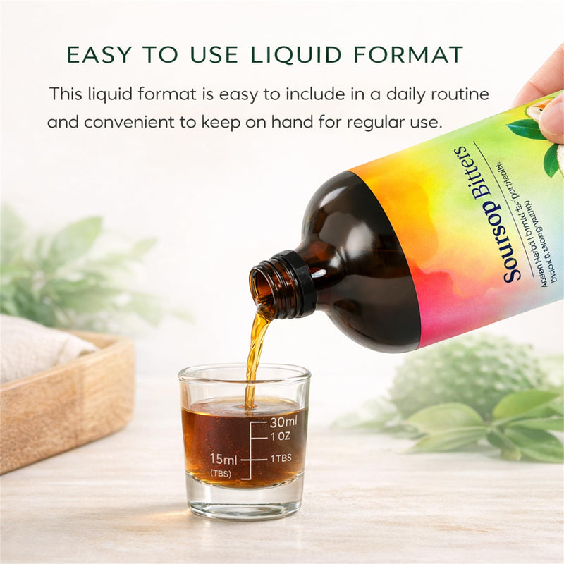 Soursop Bitters Herbal Liquid Supplement, Botanical Bitter Formula for Daily Wellness Routine, Easy to Use Liquid for Home, Travel & Everyday Use (1) 1
