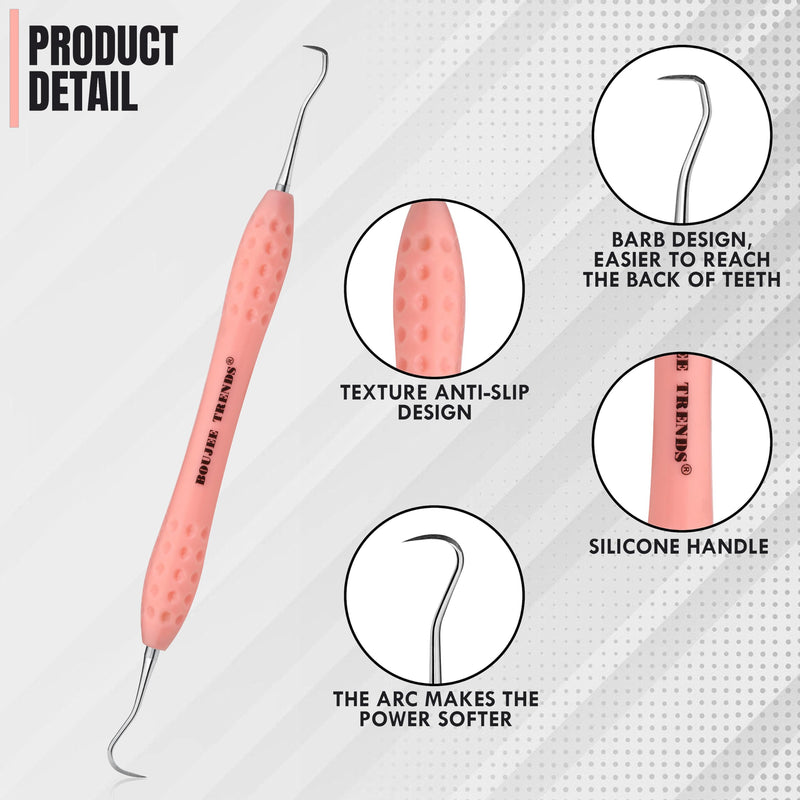 Professional Dental Tools Tartar Scraper for Dentist, Personal Use and Pets Plaque Remover for Teeth, Premium Oral Care Double Ended Dental Scaler | U5/33 Stainless Steel (Pink, Silicone Handle) Pink, Silicone Handle - PawsPlanet Australia