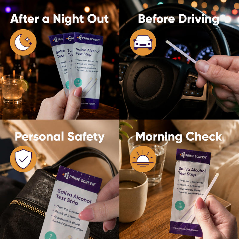 Prime Screen Saliva Alcohol Test Strip, High Accurate Home Test, Result in 2 Minutes - 10 Tests