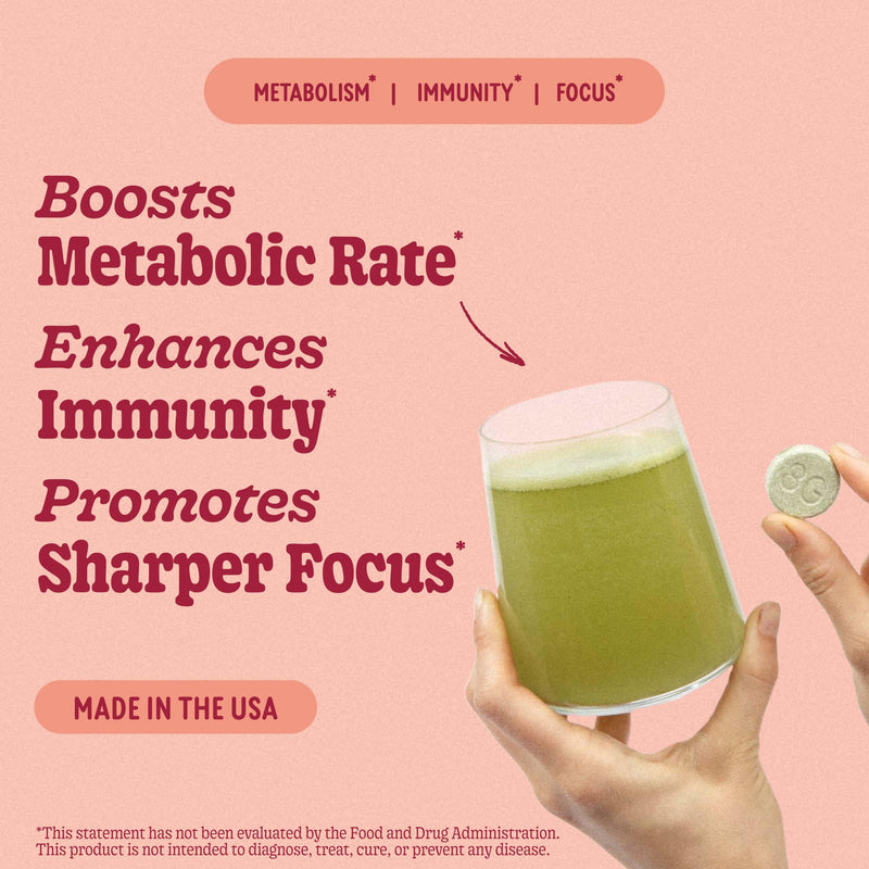 [Australia] - 8Greens Supergreens Tablets | Super Greens Powder Superfood Tablet, Metabolism Immunity & Focus, Daily Greens Effervescent Tablets, Organic: Aloe Vera, Spirulina, Chlorella, Peach, 10 Servings 