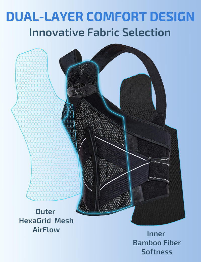 [Australia] - Posture Corrector for Women and Men with Bionic System, Precise Full Back Support Back Brace for Upper and Lower Back Pain Relief with Two 3D Pads Black M (Waist 32''-40'') 
