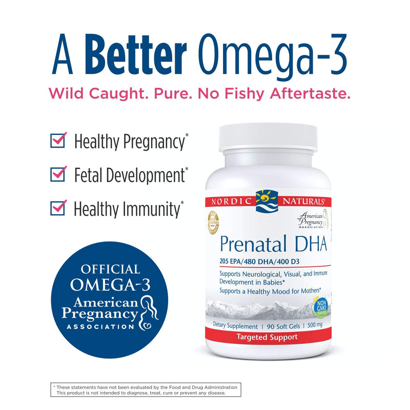 [Australia] - Nordic Naturals Pro Prenatal DHA, Unflavored - 830 mg Omega-3 + 400 IU Vitamin D3-90 Soft Gels - Supports Brain Development in Babies During Pregnancy & Lactation - Non-GMO - 45 Servings 