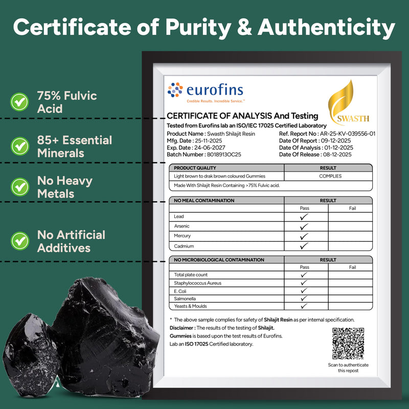 Pure Shilajit Resin 30g - Gold Grade Himalayan Shilajit, 75% Fulvic Acid, 85+ Trace Minerals, 120+ Servings, Lab Tested | Natural Energy Supplement for Men & Women, Vegan & Unrefined