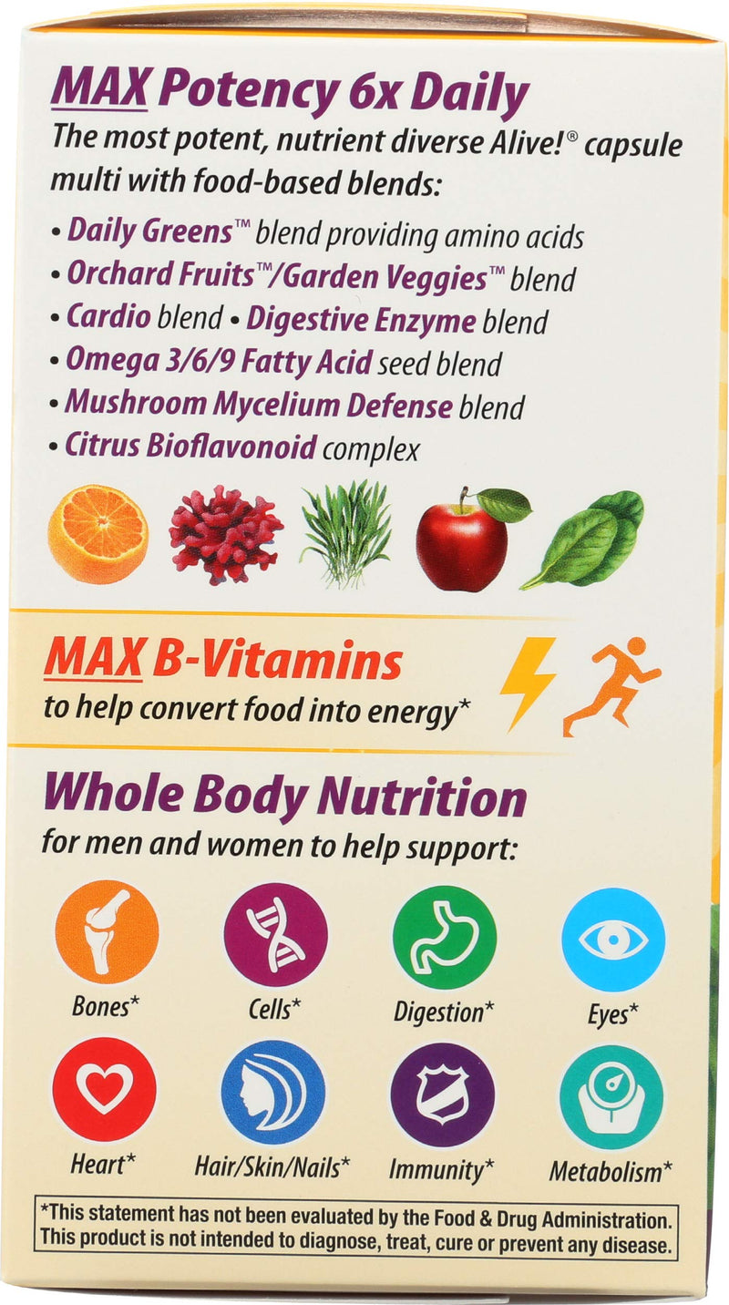Nature's Way Alive! Max 6 Daily Multi-Vitamin 90 Veg Capsules