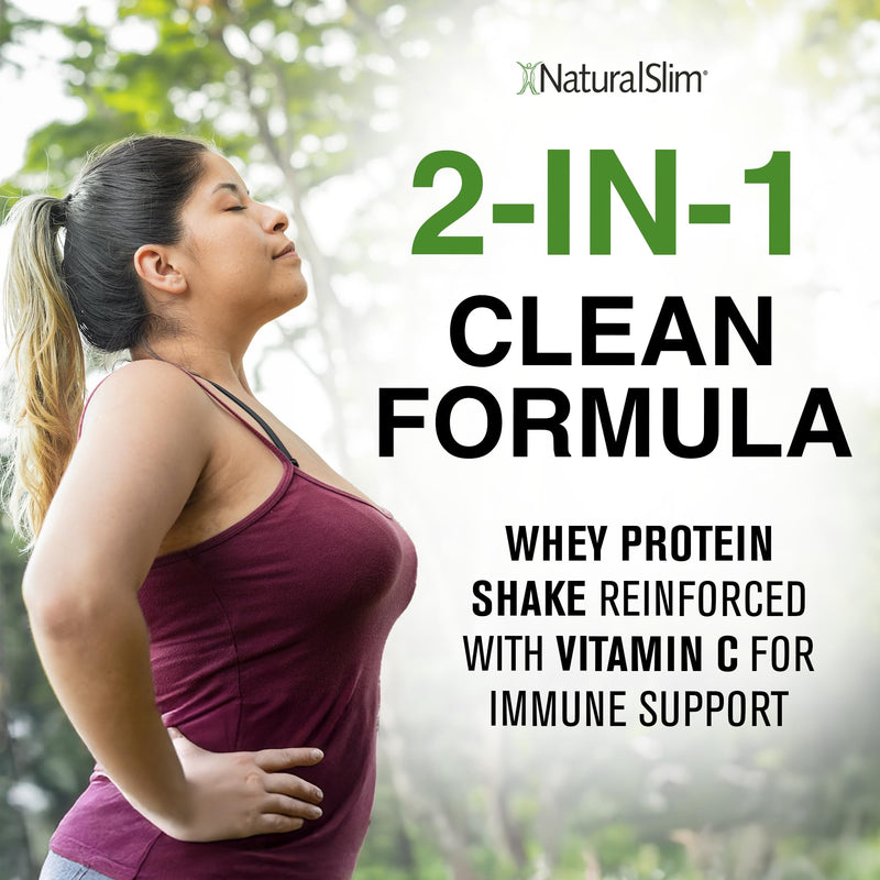 NaturalSlim Metabolic Protein C-Plus, Strawberry, 1.1 lb | Whey Protein Powder and Shake, Vitamin C, L-Glutamine and Digestive Enzymes, Support Metabolism, Energy and Gut Health Strawberry C Plus