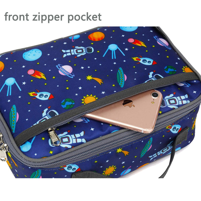 [Australia] - FlowFly Kids Lunch box Insulated Soft Bag Mini Cooler Back to School Thermal Meal Tote Kit for Girls, Boys, Astronaut Multicolor 