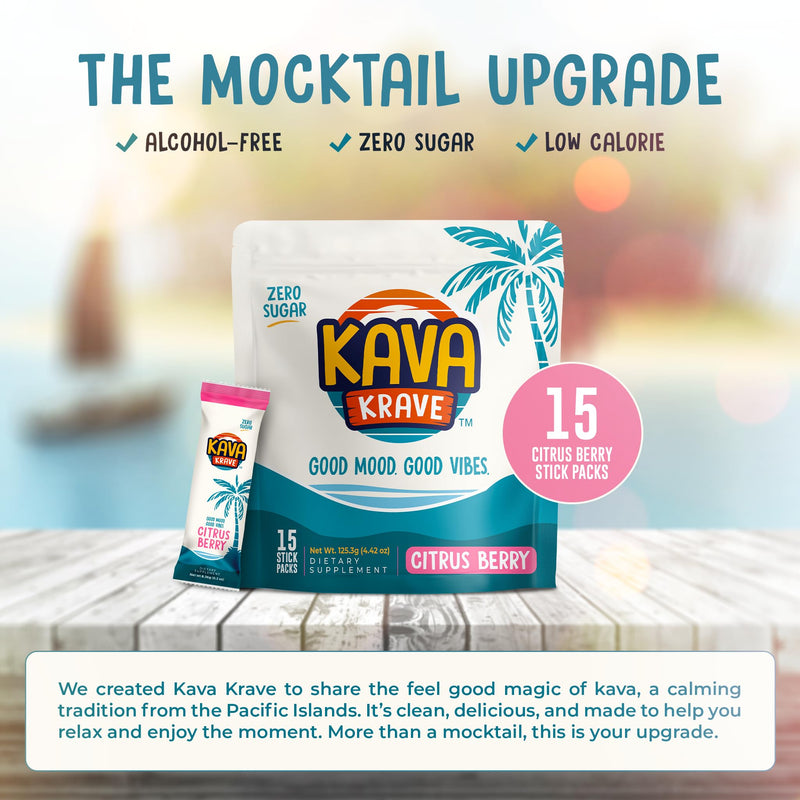 [Australia] - Citrus Berry Kava Drink Mix ‚Äì 15 Pack for Natural Energy, Mood Support, Stress Relief & Nootropic Focus 15 Stick Packs 