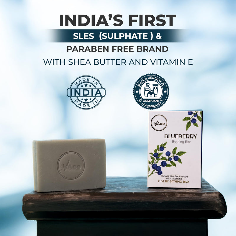 MY ACE Blueberry Bathing Bar Soap for Men & Women - Handmade with Essential Oil, Coconut Oil, Shea Butter & Vitamin E for Skin Cleansing & Moisturizing - SLES Free - For Face, Hair, Body Wash - 3.5 Oz 3.52 Ounce (Pack of 1)