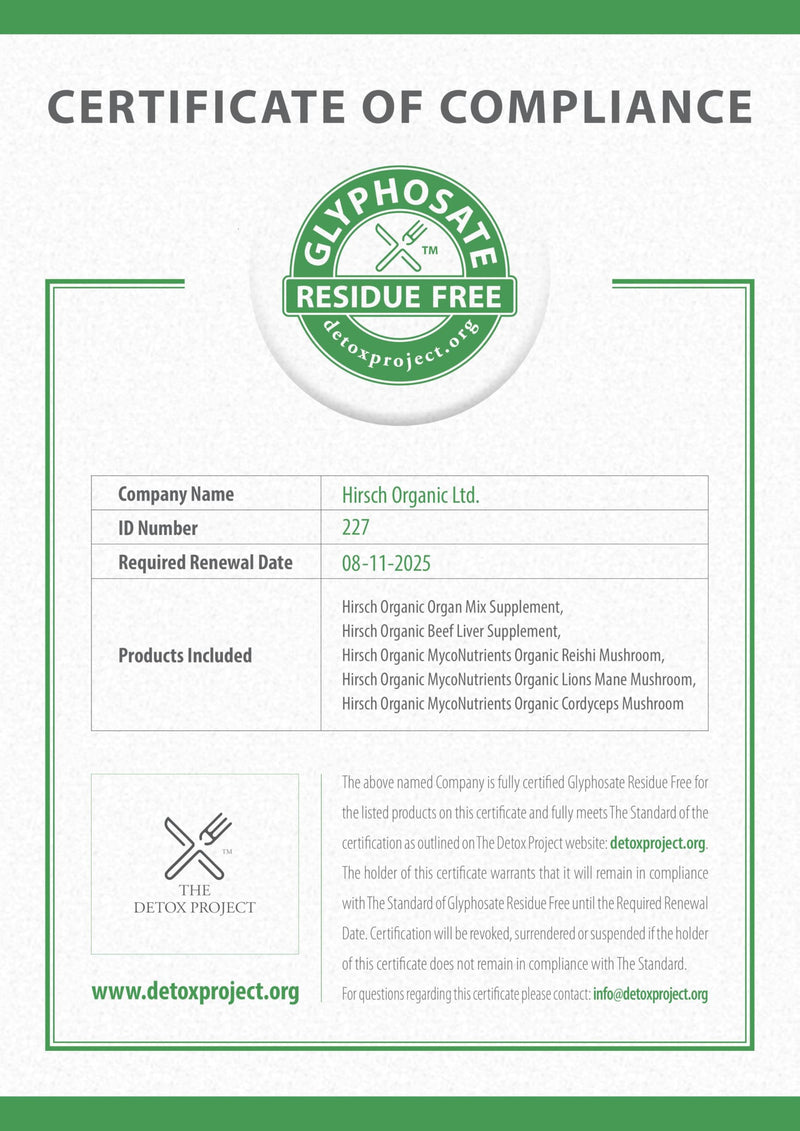 Hirsch Organic Reishi High Strength Mushroom Extract Powder - Organically Grown in The EU - Non-GMO - No Added Fillers