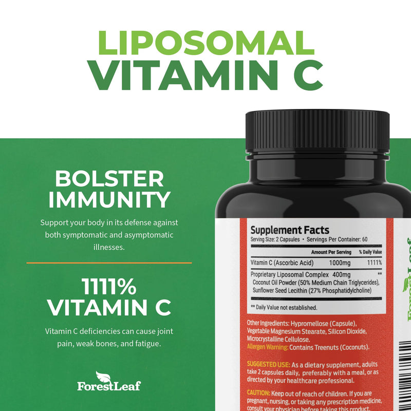 ForestLeaf Immune Support Supplement with Vitamin C + Quercetin for Immunity - Immune Boosters for Adults with Liposomal VIT C, Quercetin & Stinging Nettle - 2 in 1 Immune System Defense Booster